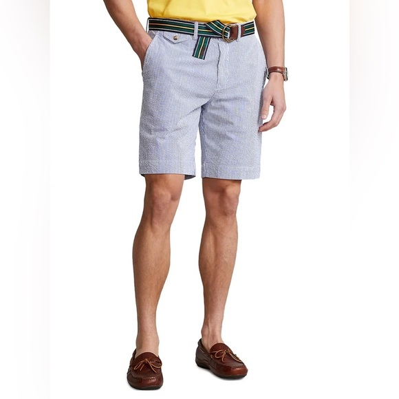 Polo Ralph Lauren Shorts Men's Size 34 Blue & White Stripe Seersucker Cotton - Picture 10 of 13